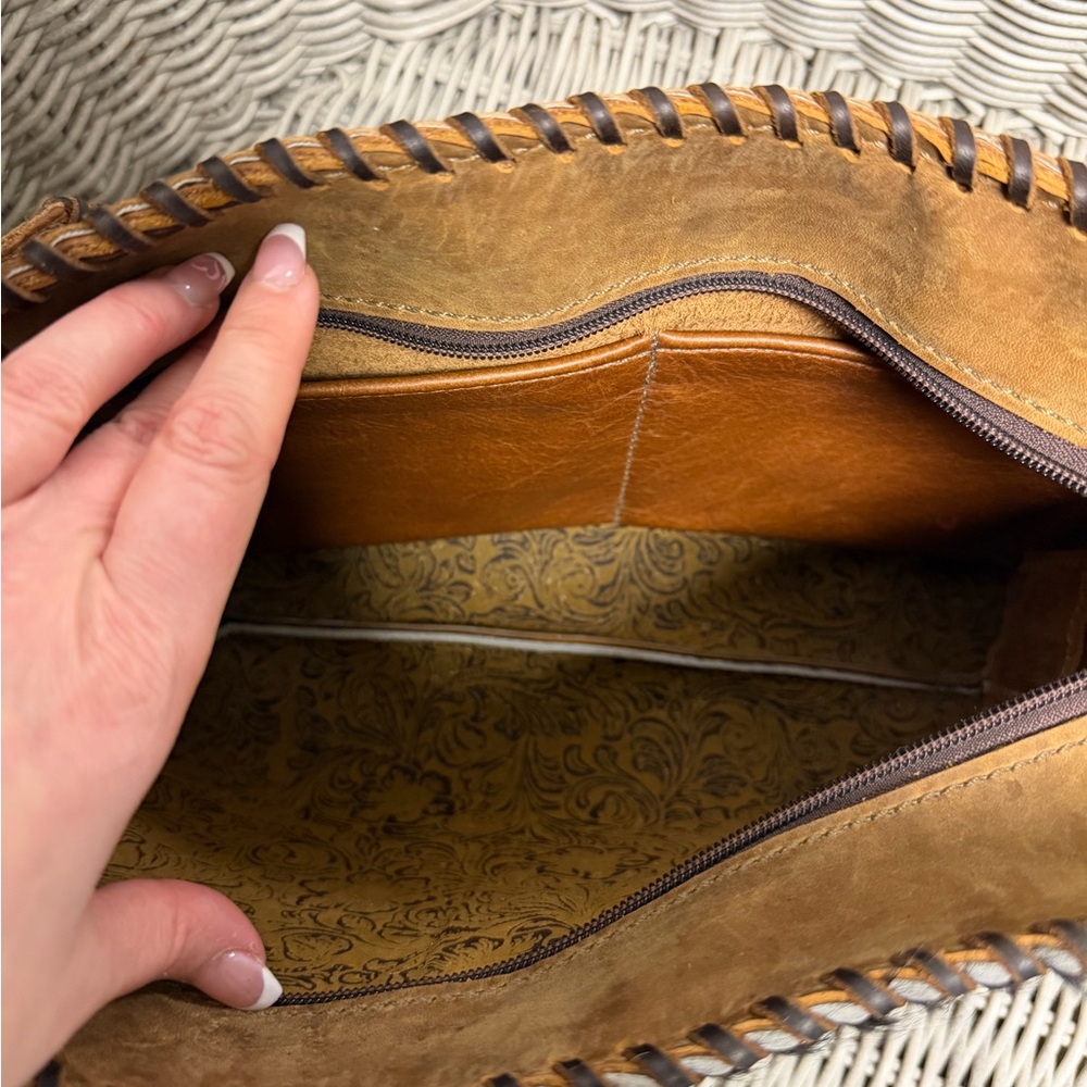 Leather Black Purse Cowhide Bag with Tan Accent DCL Custom Design Leather - Picture 5 of 8